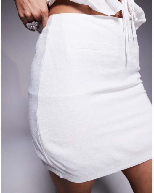 River Island Gray Linen Blend Mini Tailored Skirt