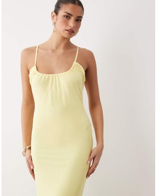 ASOS Natural Strappy Mesh Cami Style Maxi Dress