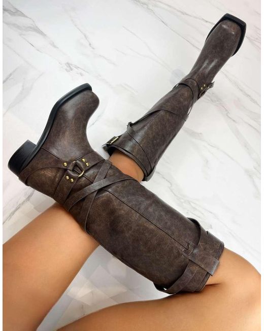 GIA STUDIOS Black Multi Way Knee Ankle Removable Straps Boots
