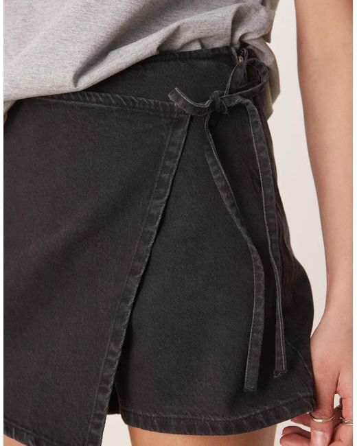 ASOS Natural Denim Wrap Skort