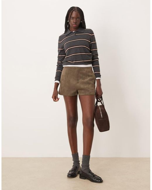 Mango Brown Long Sleeve Polo Top