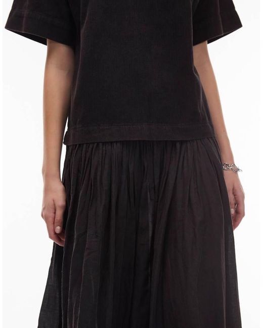 Vestito Midi Stile T-Shirt Ibrido di ASOS in Black