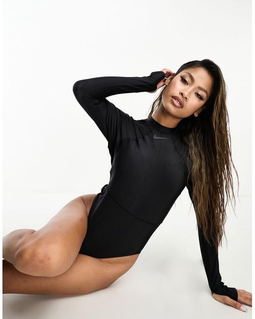 Nike Black Fusion Long Sleeve Swimsuit