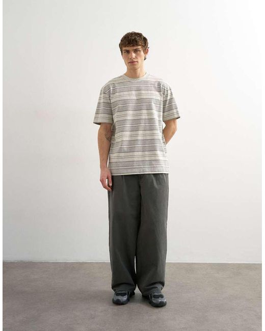 Topman White Relaxed Fit Stripe T-shirt for men