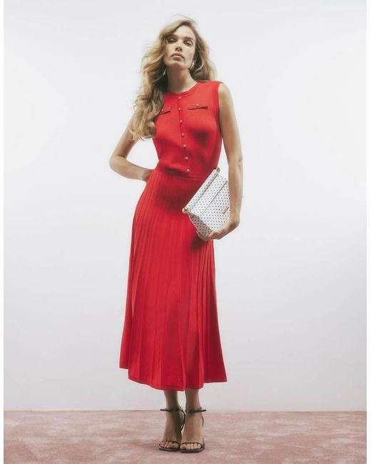 River Island Red Pointelle Maxi Dress