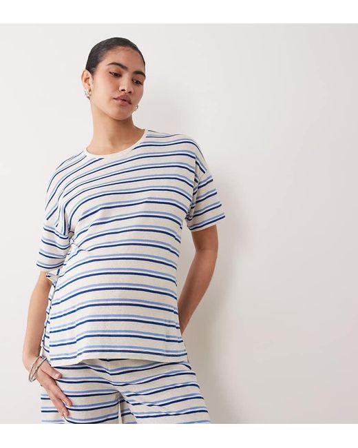Mama.licious Blue Mamalicious Maternity Textured Jersey Oversized T-shirt Co-ord