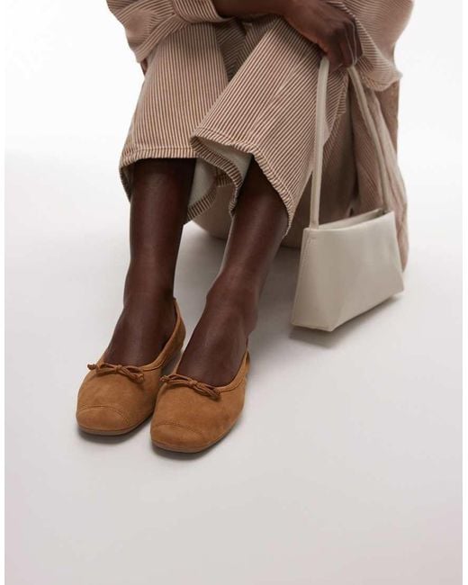 Mango Brown Suede Ballet Pump