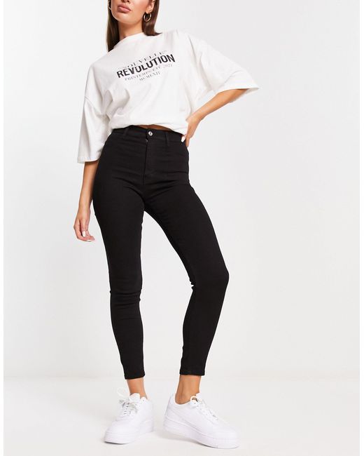 Jeans super skinny a vita alta neri di Pull&Bear in Black