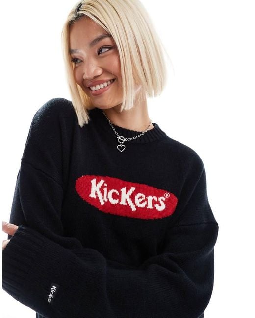 Kickers Black Unisex Classic Knitted Jumper With Jacquard Logo Detail