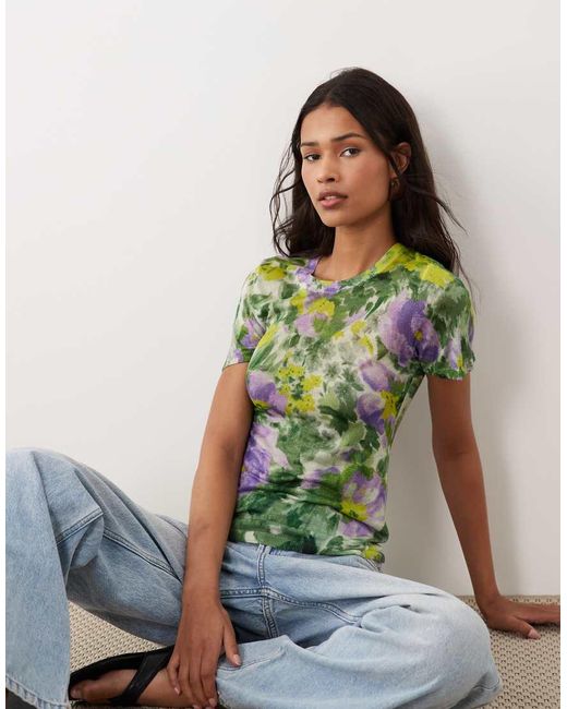ASOS Green Sheer Knitted Second Skin T-shirt