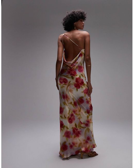 TOPSHOP Brown Asymmetric One Shoulder Open Back Midi Occasion Dress