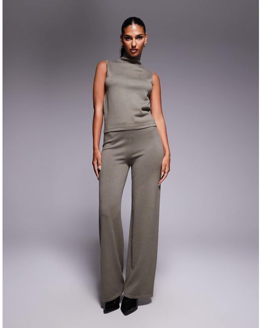 Exclusivité - - top d'ensemble sans manches en fine maille à col roulé - olive Kaiia en coloris Gray