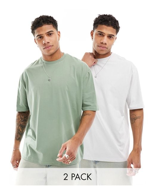 ASOS Green 2 Pack Oversized T-shirts for men