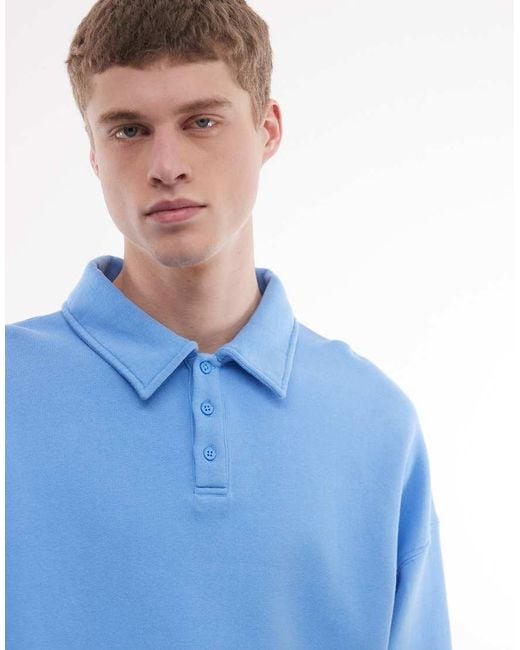 Collusion Blue Unisex Boxy Oversized Sporty Sweatshirt