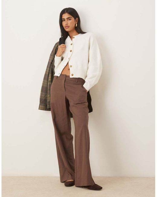 ASOS Natural Crew Neck Cardigan With Raglan Sleeve Detail