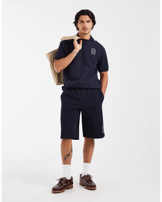 Lacoste Blue Co-Ord Relaxed Fit Drawstring Logo Shorts for men