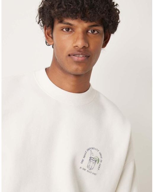 Abercrombie & Fitch White Motif Back Sweat Top for men