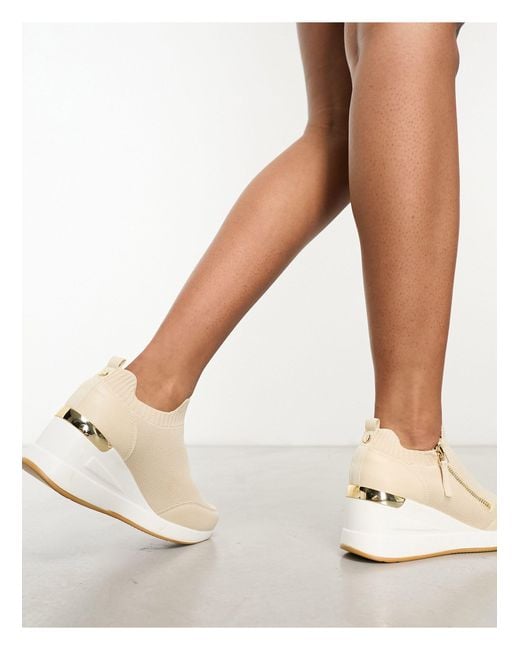 River Island Natural Zip Wedge Trainers