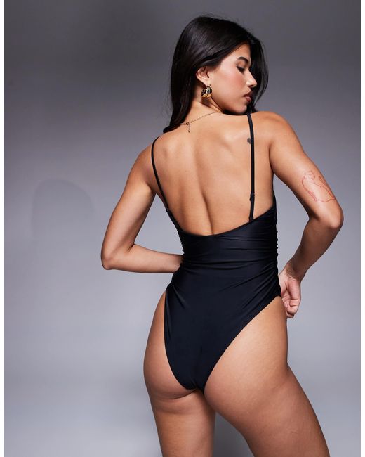 ASOS Blue Bea Beaded Swimsuit