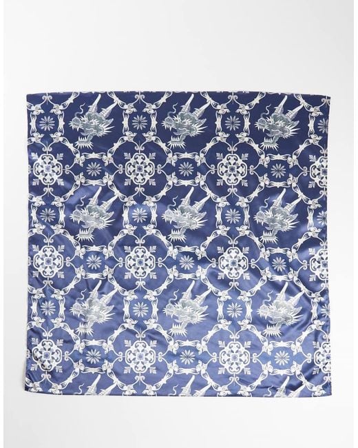 ASOS Blue Floral Pattern Satin Bandana for men