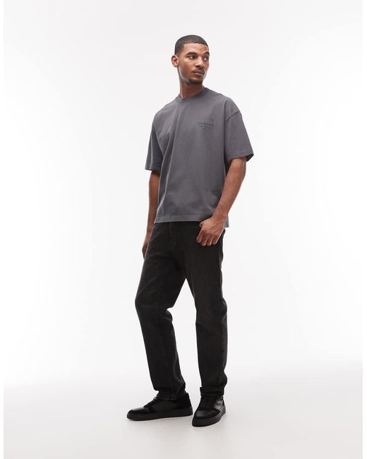 AllSaints Gray Xander Tonal Logo T-shirt for men