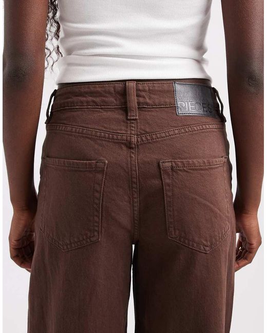 Pieces Brown Grace Barrel Leg Jeans