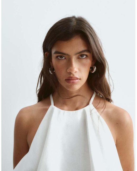 ARRANGE White Twill Halter Top