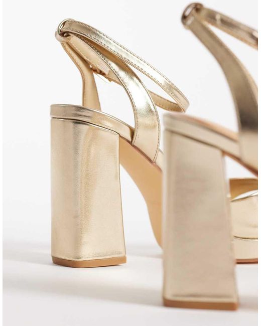 SEQWL Natural Cosmic Strappy Barely There Block Heeled Sandal