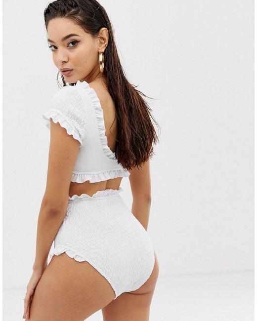 high waisted frill bikini bottoms