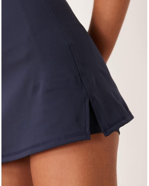 4505 Blue Active Halter Neck Tennis Dress With Under Shorts