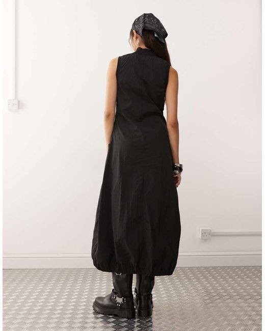 Collusion Black High Neck Tech Midi Dress
