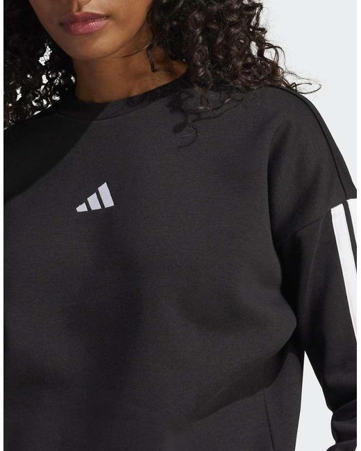 Adidas Originals Black Essentials 3-Stripes Fleece Sweatshirt