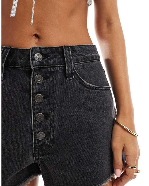 ASOS Blue Denim A Line Short With Button Front