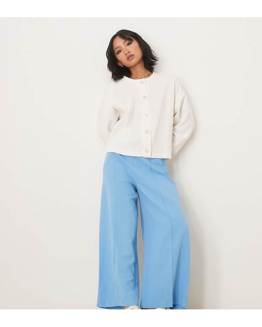 ASOS Blue Asos Design Petite Tailored Linen Culotte Pants