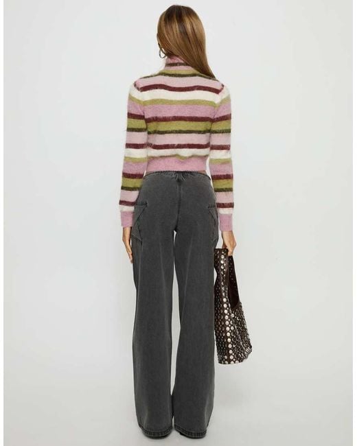 Princess Polly Gray Keeva Fluffy Knit High Neck Zip Through Cropped Cardigan
