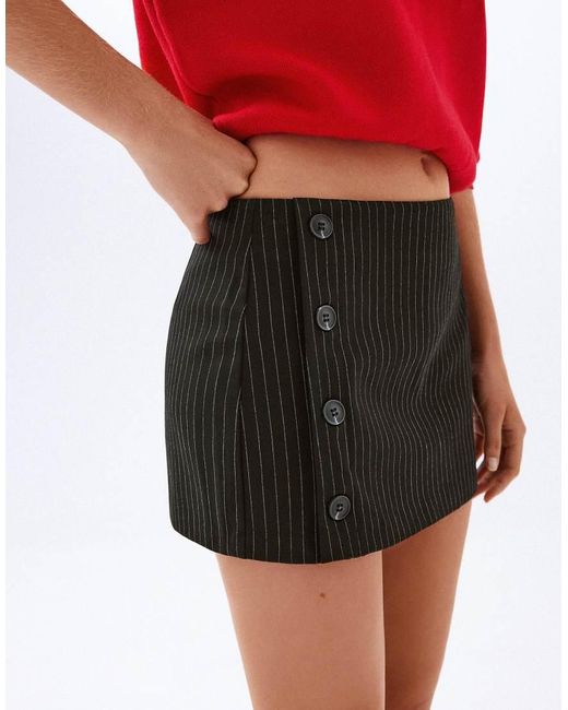 Bershka Red Button-up Mini Skirt