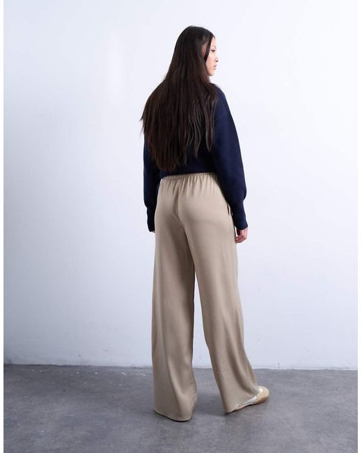 Pantalones De Pernera Ancha Con Lazada En La Cintura De Satén De -Neutro TOPSHOP de color Blue