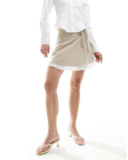 Miss Selfridge White Tailored Ruffle Hem Mini Skirt