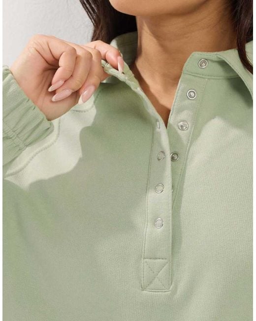 PixieGirl Green Petite Button Collar Sweatshirt