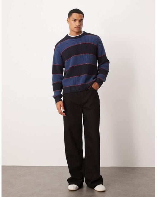 Abercrombie & Fitch Blue Knitted Crew Neck Fisherman Jumper for men