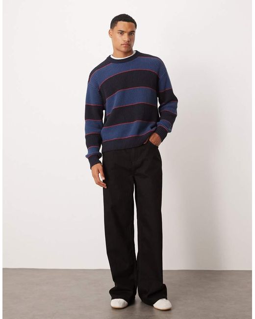 Abercrombie & Fitch Blue Knitted Crew Neck Fisherman Jumper for men