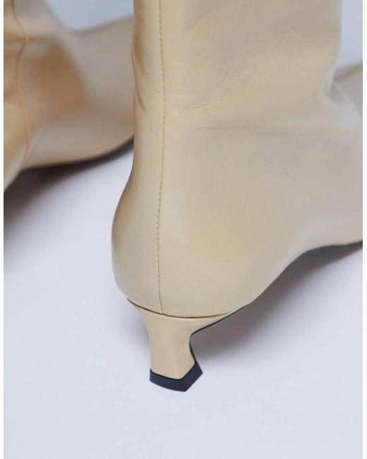 TOPSHOP White Sophie Premium Leather Point Toe Knee High Boot