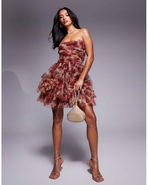 Red tulle mini dress best sale