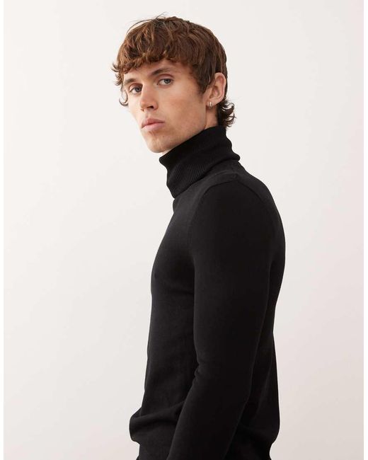 Collusion Black Soft Knitted Roll Neck for men