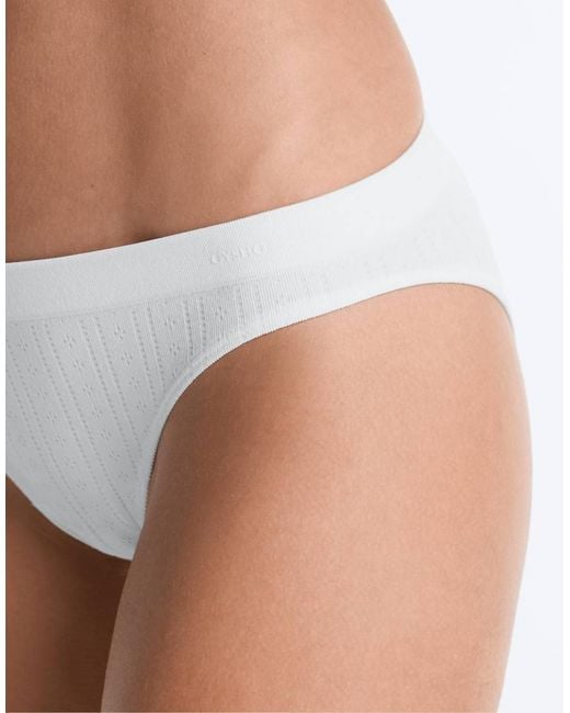 Oysho White 3 Seamless Soft-touch Openwork Classic Briefs