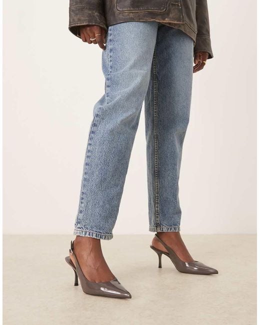 Mango Blue Classic Sling Back Pointed Heel