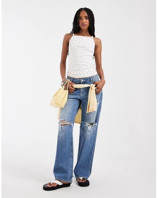 Levi's White Dry Goods Pointelle Ditsy Print Cami Top