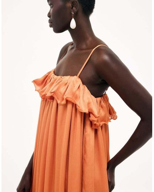 NA-KD Orange Ruffle Volume Maxi Dress