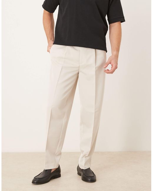 Pantalon fuselé oversize et élégant avec pinces devant - écru ASOS pour homme en coloris Natural