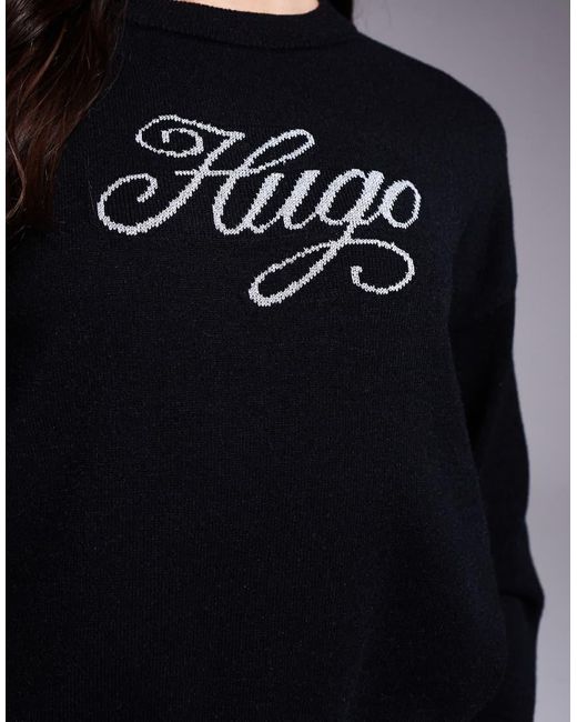HUGO Blue Slogix Script Logo Knit Jumper